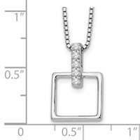 White Ice Sterling Silver Rhodium-plated Diamond Open Squared Necklace with 2 Inch Extender, 18" view 3