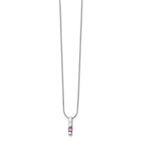 White Ice Sterling Silver Rhodium-plated Diamond and Pink Tourmaline Necklace with 2 Inch Extender, 18" view 2