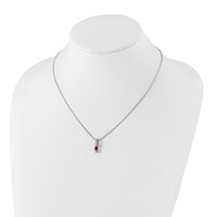 White Ice Sterling Silver Rhodium-plated Diamond and Pink Tourmaline Necklace with 2 Inch Extender, 18" view 4