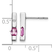 White Ice Sterling Silver Rhodium-plated Diamond and Pink Tourmaline Post Dangle Earrings view 4
