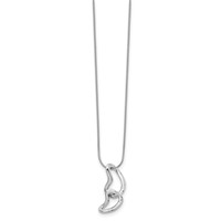 White Ice Sterling Silver Rhodium-plated Diamond Hearts Necklace with 2 Inch Extender, 18" view 2