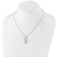 White Ice Sterling Silver Rhodium-plated Diamond Hearts Necklace with 2 Inch Extender, 18" view 4