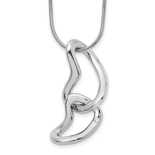 White Ice Sterling Silver Rhodium-plated Diamond Hearts Necklace with 2 Inch Extender, 18"
