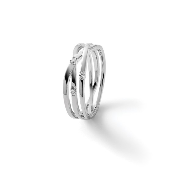 White Ice Sterling Silver Rhodium-plated Diamond Ring
