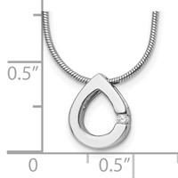 White Ice Sterling Silver Rhodium-plated Diamond Teardrop Necklace with 2 Inch Extender, 18" view 3