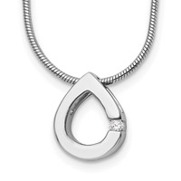 White Ice Sterling Silver Rhodium-plated Diamond Teardrop Necklace with 2 Inch Extender, 18" view 1