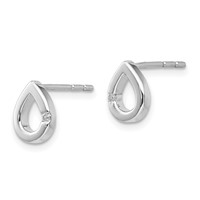 White Ice Sterling Silver Rhodium-plated Diamond Teardrop Post Earrings view 2
