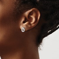 White Ice Sterling Silver Rhodium-plated Diamond Teardrop Post Earrings view 3