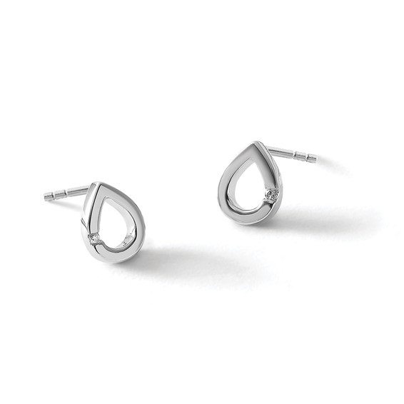 White Ice Sterling Silver Rhodium-plated Diamond Teardrop Post Earrings
