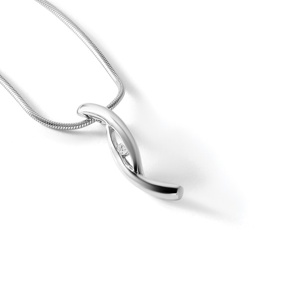 White Ice Sterling Silver Rhodium-plated 18 Inch Diamond Necklace with 2 Inch Extender