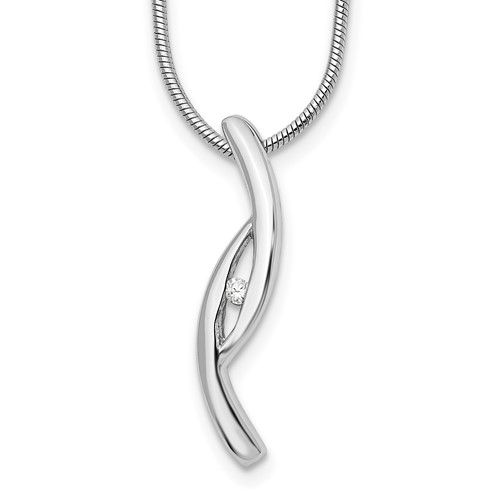 White Ice Sterling Silver Rhodium-plated Diamond Necklace with 2 Inch Extender, 18"