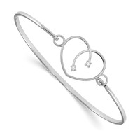 White Ice Sterling Silver Rhodium-plated Diamond Heart Bangle view 1