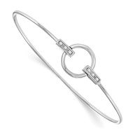 White Ice Sterling Silver Rhodium-plated Diamond Bangle view 1