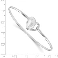 White Ice Sterling Silver Rhodium-plated Diamond Heart Bangle Bracelet view 2