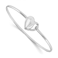 White Ice Sterling Silver Rhodium-plated Diamond Heart Bangle Bracelet view 1