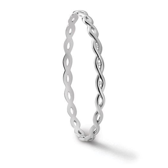 White Ice Sterling Silver Rhodium-plated Diamond Twist Bangle