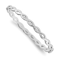 White Ice Sterling Silver Rhodium-plated Diamond Twist Bangle view 1
