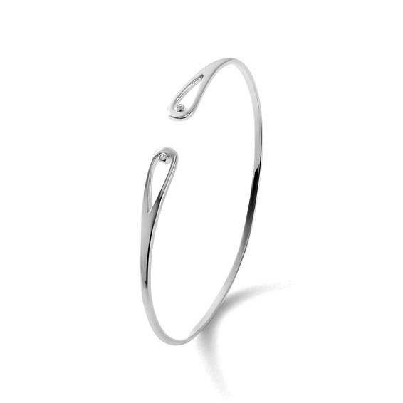 White Ice Sterling Silver Rhodium-plated Diamond Bangle