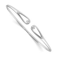 White Ice Sterling Silver Rhodium-plated Diamond Bangle view 1