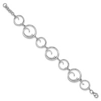 White Ice Sterling Silver Rhodium-plated Diamond Swirl Bracelet with 1 Inch Extender, 7" view 2