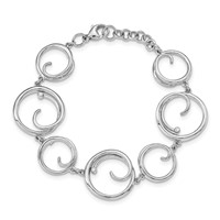 White Ice Sterling Silver Rhodium-plated Diamond Swirl Bracelet with 1 Inch Extender, 7" view 4