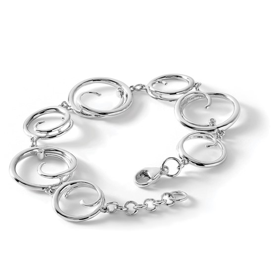White Ice Sterling Silver Rhodium-plated 7 Inch Diamond Swirl Bracelet with 1 Inch Extender