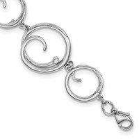 White Ice Sterling Silver Rhodium-plated Diamond Swirl Bracelet with 1 Inch Extender, 7" view 1