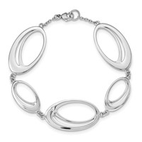 White Ice Sterling Silver Rhodium-plated Diamond Fancy Ovals Bracelet, 7" view 4