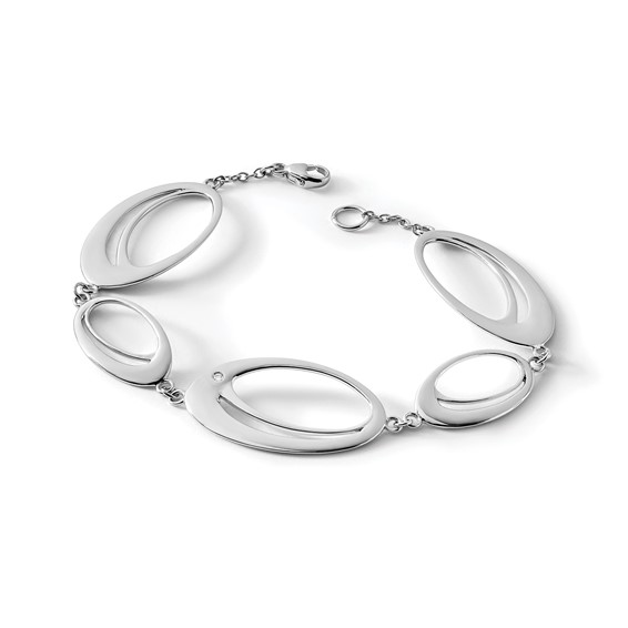 White Ice Sterling Silver Rhodium-plated Diamond 7 Inch Fancy Ovals Bracelet
