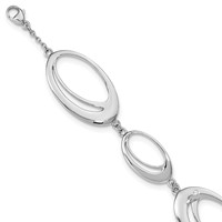 White Ice Sterling Silver Rhodium-plated Diamond Fancy Ovals Bracelet, 7" view 1