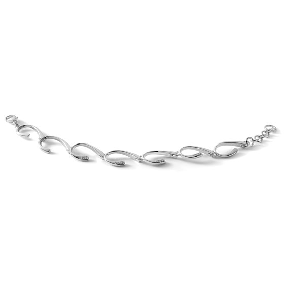 White Ice Sterling Silver Rhodium-plated 7 Inch Diamond Bracelet with 1 Inch Extender