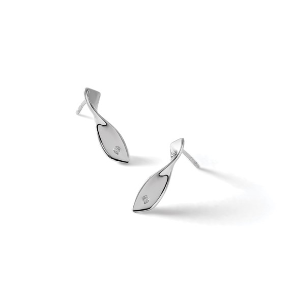 White Ice Sterling Silver Rhodium-plated Diamond Twisted Post Earrings