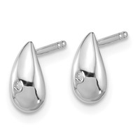 White Ice Sterling Silver Rhodium-plated Diamond Teardrop Post Earrings view 2