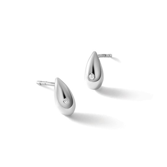 White Ice Sterling Silver Rhodium-plated Diamond Teardrop Post Earrings