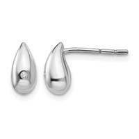 White Ice Sterling Silver Rhodium-plated Diamond Teardrop Post Earrings view 1