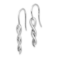 White Ice Sterling Silver Rhodium-plated Diamond Twist Dangle Shepherd Hook Earrings view 2