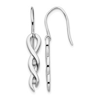 White Ice Sterling Silver Rhodium-plated Diamond Twist Dangle Shepherd Hook Earrings view 1