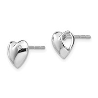 White Ice Sterling Silver Rhodium-plated Diamond Heart Post Earrings view 2