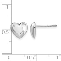 White Ice Sterling Silver Rhodium-plated Diamond Heart Post Earrings view 4