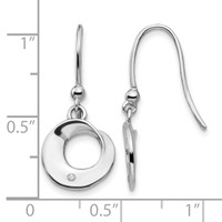 White Ice Sterling Silver Rhodium-plated Diamond Circle Shepherd Hook Dangle Earrings view 4