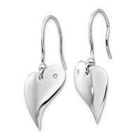 White Ice Sterling Silver Rhodium-plated Diamond Heart Earrings view 2