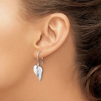 White Ice Sterling Silver Rhodium-plated Diamond Heart Earrings view 3