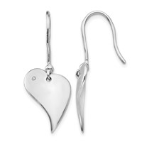 White Ice Sterling Silver Rhodium-plated Diamond Heart Earrings view 1