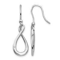 White Ice Sterling Silver Rhodium-plated Diamond Shepherd Hook Dangle Earrings view 1