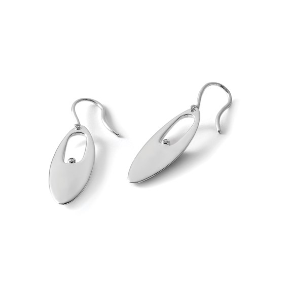 White Ice Sterling Silver Rhodium-plated Diamond Shepherd Hook Dangle Earrings