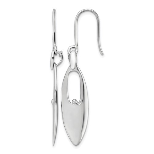 White Ice Sterling Silver Rhodium-plated Diamond Shepherd Hook Dangle Earrings