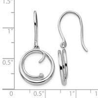 White Ice Sterling Silver Rhodium-plated Diamond Swirl Shepherd Hook Dangle Earrings view 4