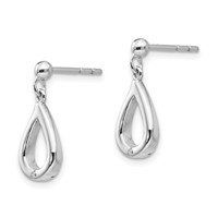 White Ice Sterling Silver Rhodium-plated Diamond Teardrop Dangle Post Earrings view 2