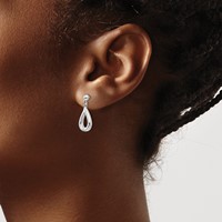 White Ice Sterling Silver Rhodium-plated Diamond Teardrop Dangle Post Earrings view 3