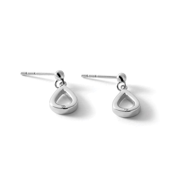 White Ice Sterling Silver Rhodium-plated Diamond Teardrop Dangle Post Earrings